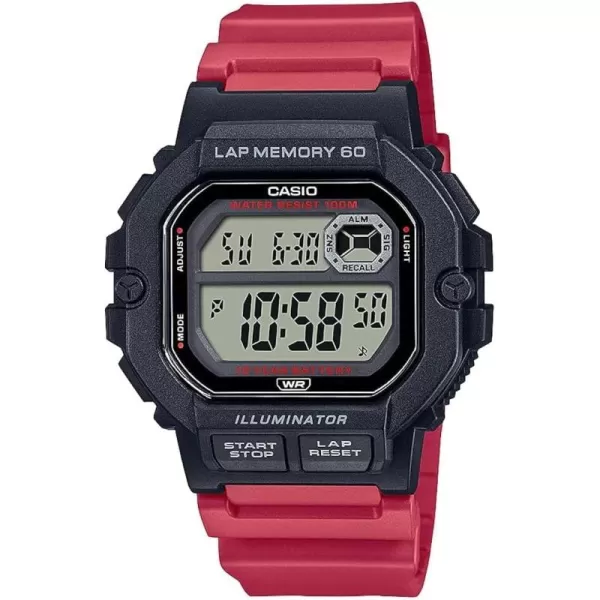 Casio LED Illuminator 10Year Battery Mens Digital Sports Watch 60Lap Memory Model WS1400H4AV Black WS1400H4AV