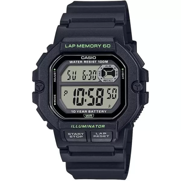 Casio LED Illuminator Lap Memory 60 10Year Battery Mens Sports Watch WS1400H1AV Model WS1400H1AV Black