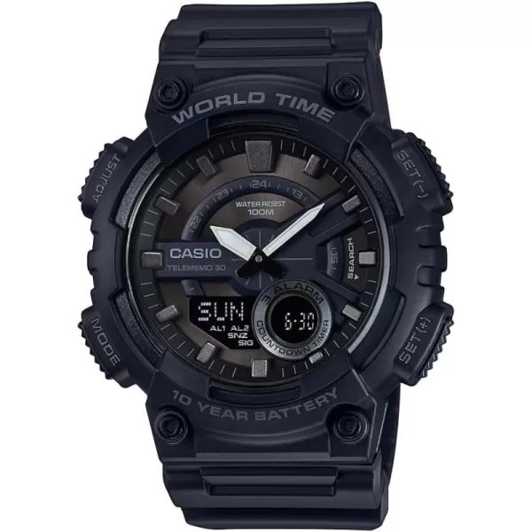 Casio Mens AEQ110W1BVCF Classic AnalogDigital Display Quartz Black Watch