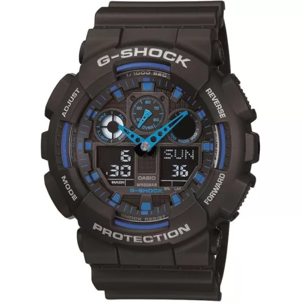 Casio Mens GA100 XL Series GShock Quartz 200M WR Shock Resistant WatchBlackBlue