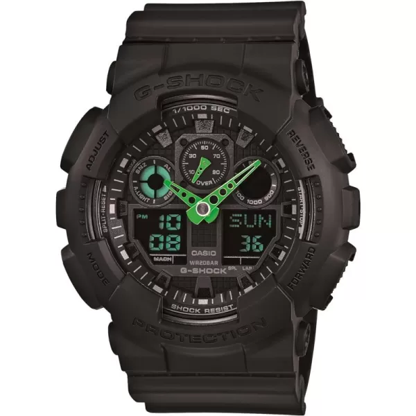 Casio Mens GA100 XL Series GShock Quartz 200M WR Shock Resistant WatchBlackGreen