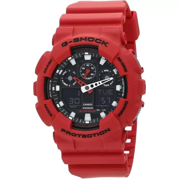 Casio Mens GA100 XL Series GShock Quartz 200M WR Shock Resistant WatchBlackRed