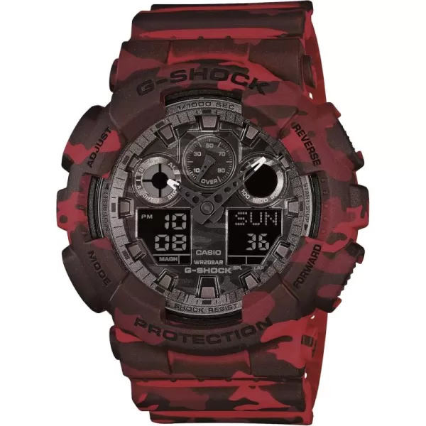 Casio Mens GA100 XL Series GShock Quartz 200M WR Shock Resistant WatchRed