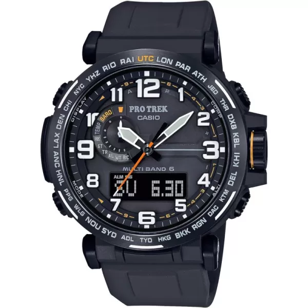 Casio PRW6600Y Series  Pro Trek  100M WR  Compass  AltBaroThermo  Tough Solar Power  Atomic Timekeeping  1100 SEC Stopwatch  Countdown Timer  World TimeBlack