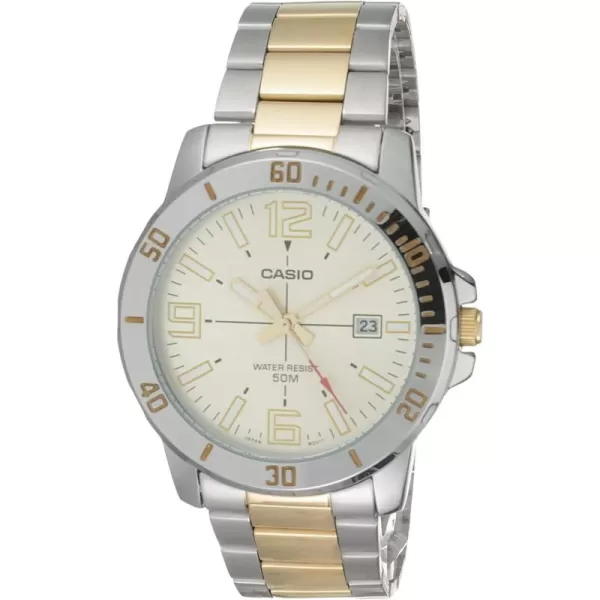 Casio Classic TwoTone Stainless Steel Band Date Indicator Watch Model MTPVD01SG9BV