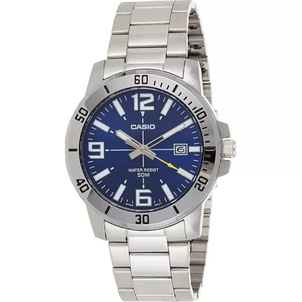 Casio Mens Diver Style Stainless Steel Watch Model MTPVD01D2BV Blue Dial