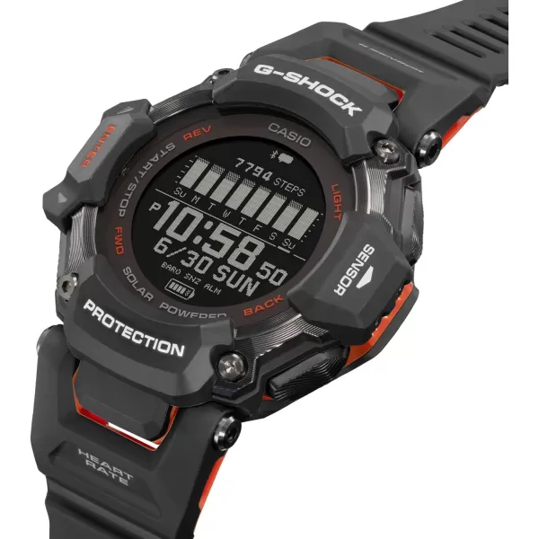 Casio Mens GShock Move GBDH2000 Series Multisport Run Bike Swim Gym Workout GPS  Heart Rate Watch Quartz Solar Assisted Black and Red Watch with Black Resin Strap