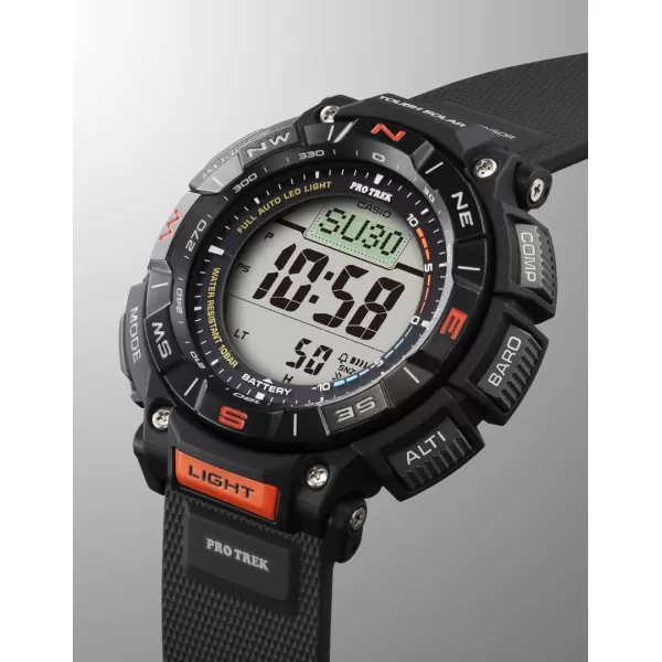 Casio PRG340 Series  Pro Trek  100 Meter Water Resistance  Compass  AltBaroThermo  Tough Solar Power  1100 SEC Stopwatch  Countdown Timer  World TimeBlack