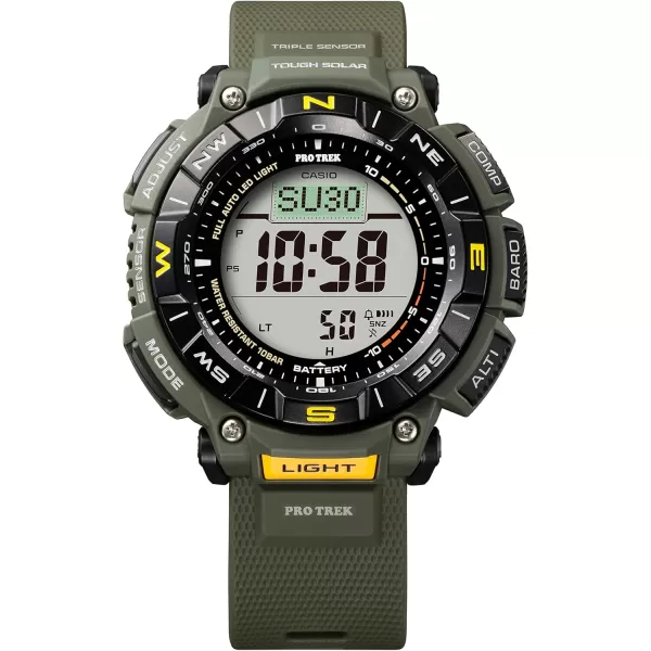 Casio PRG340 Series  Pro Trek  100 Meter Water Resistance  Compass  AltBaroThermo  Tough Solar Power  1100 SEC Stopwatch  Countdown Timer  World TimeGreen