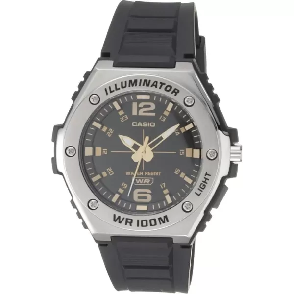 Casio Illuminator Mens Quartz Sport Watch with Black Resin Strap Heavy Duty Metal Bezel Model MWA100H1A2V SilverTone