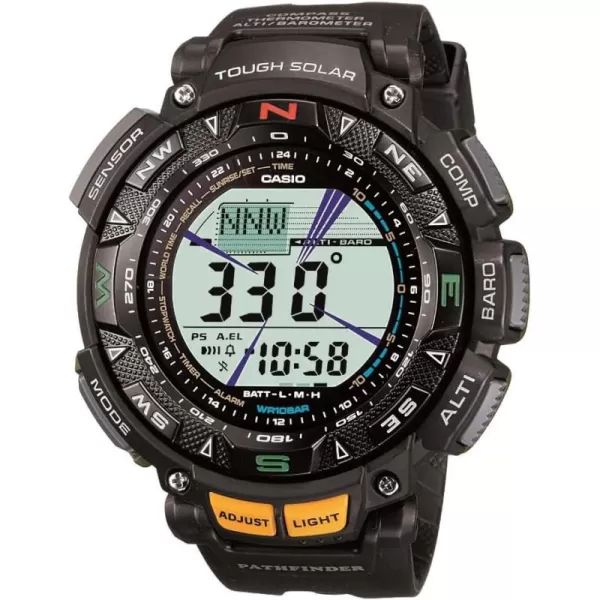 imageCasio Pathfinder Mens Tough Solar Triple Sensor World Time 51mm Digital WatchPAG2401CR