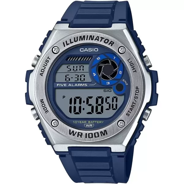 imageCasio MWD100H Series  Mens Digital Watch  1100 SEC Stopwatch  Countdown Timer  LED Light  100 Meter Water Resistance  Multi Function Alarm  Auto Calendar  Dual Time  10 Yr BatteryBlue