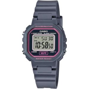 imageCasio LA20WH Series  Womens Digital Watch  Water Resistant  LED Light  Auto Calendar  Date Display  1100 SEC Stopwatch  Regular Time Keeping HR Min SEC PM Date Day  5 Yr BattGreyPink