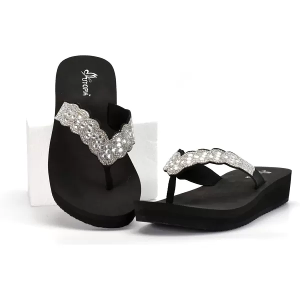 Nova Utopia Womens Casual Summer Wedge SandalsNfls119 Blacksilver