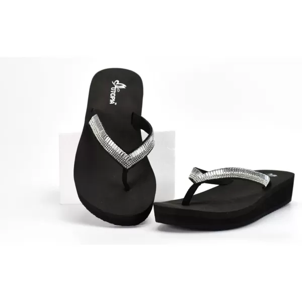 Nova Utopia Womens Casual Summer Wedge SandalsNfls120 Blacksilver