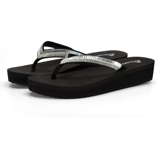 Nova Utopia Womens Casual Summer Wedge SandalsNfls120 Blacksilver