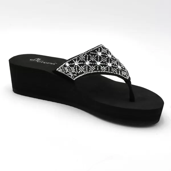 Nova Utopia Womens Casual Summer Wedge SandalsNfls26 Blacksilver