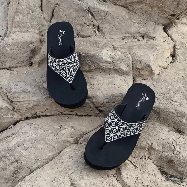 Nova Utopia Womens Casual Summer Wedge SandalsNfls26 Blacksilver