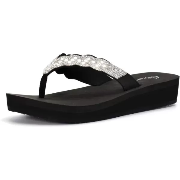 Nova Utopia Womens Casual Summer Wedge SandalsNfls119 Blacksilver
