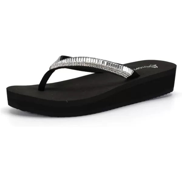 Nova Utopia Womens Casual Summer Wedge SandalsNfls120 Blacksilver