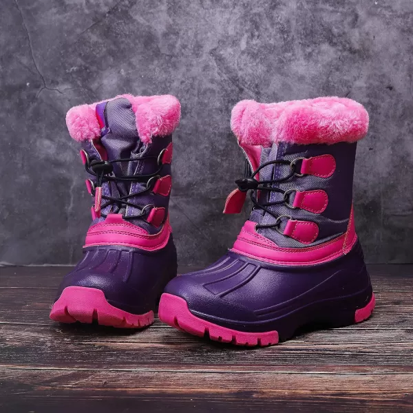 Nova Mountain Boys and Girls Waterproof Winter Snow BootsNfwbb03  Purplefuchsia