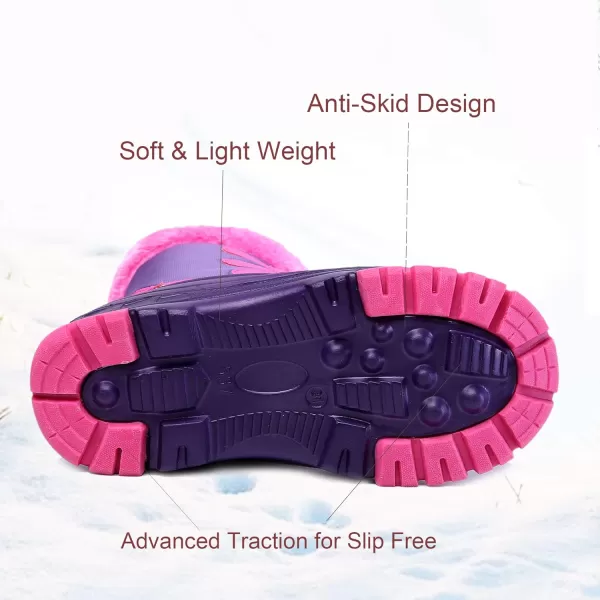 Nova Mountain Boys and Girls Waterproof Winter Snow BootsNfwbb03  Purplefuchsia