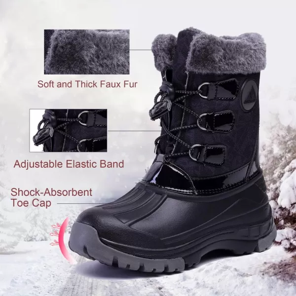 Nova Mountain Boys and Girls Waterproof Winter Snow BootsNfwbnn03  Blackgrey