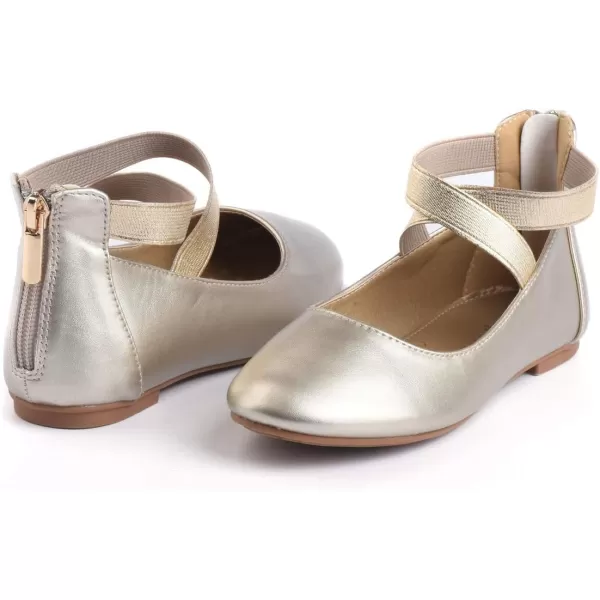 Nova Utopia Toddler Little Girls Dress Ballet Ankle Strap Flat ShoesNf316a  Gold