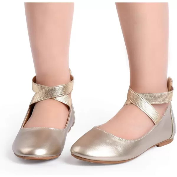 Nova Utopia Toddler Little Girls Dress Ballet Ankle Strap Flat ShoesNf316a  Gold