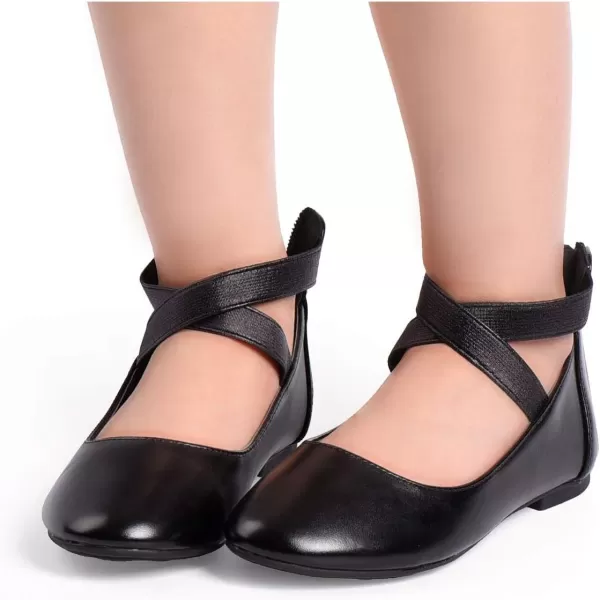 Nova Utopia Toddler Little Girls Dress Ballet Ankle Strap Flat ShoesNf316b  Black