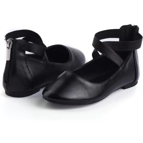 Nova Utopia Toddler Little Girls Dress Ballet Ankle Strap Flat ShoesNf316b  Black