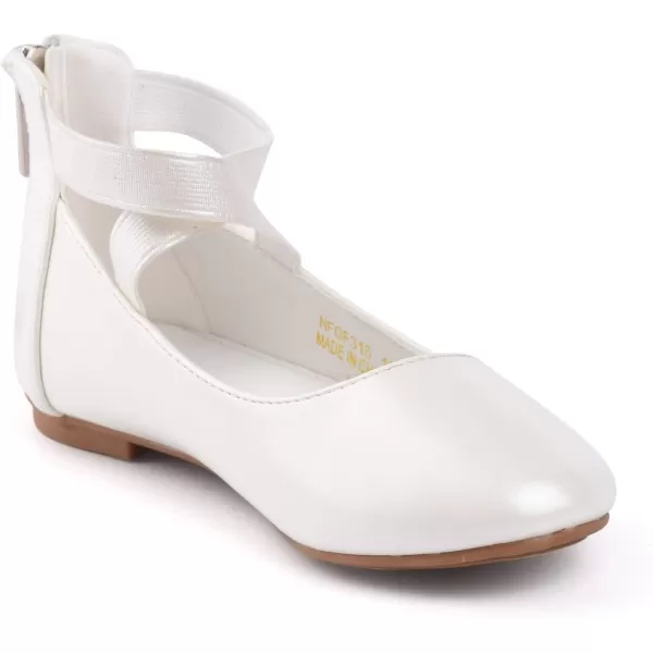 Nova Utopia Toddler Little Girls Dress Ballet Ankle Strap Flat ShoesNf316b  Pearl White
