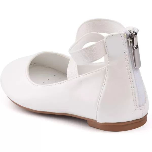 Nova Utopia Toddler Little Girls Dress Ballet Ankle Strap Flat ShoesNf316b  Pearl White