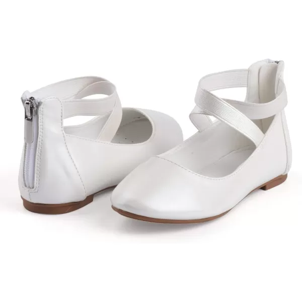 Nova Utopia Toddler Little Girls Dress Ballet Ankle Strap Flat ShoesNf316b  Pearl White