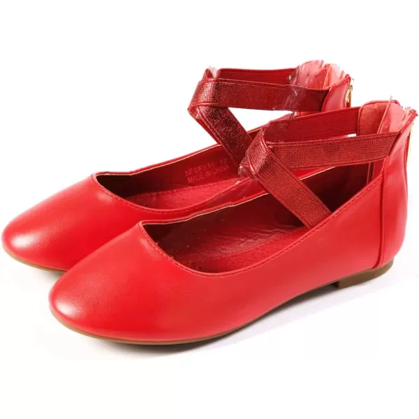 Nova Utopia Toddler Little Girls Dress Ballet Ankle Strap Flat ShoesNf316b  Red