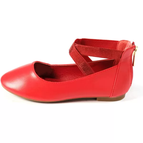 Nova Utopia Toddler Little Girls Dress Ballet Ankle Strap Flat ShoesNf316b  Red