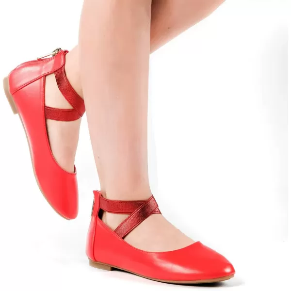 Nova Utopia Toddler Little Girls Dress Ballet Ankle Strap Flat ShoesNf316b  Red