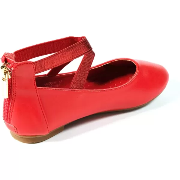 Nova Utopia Toddler Little Girls Dress Ballet Ankle Strap Flat ShoesNf316b  Red