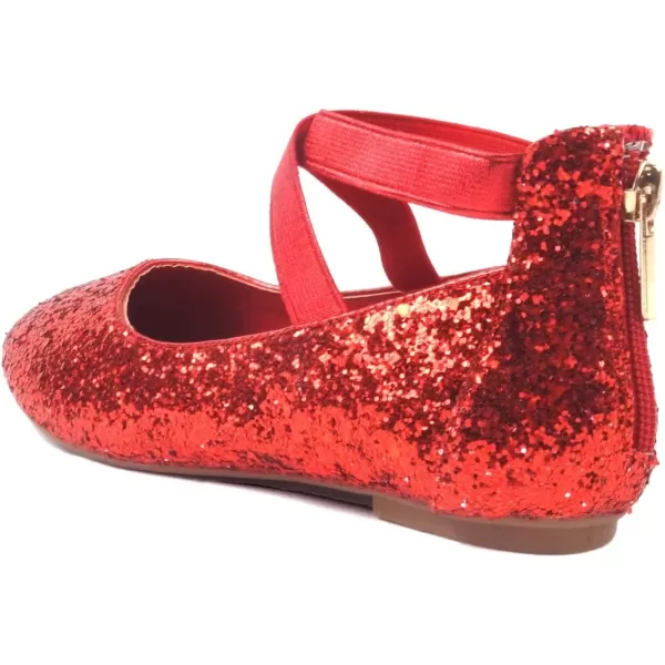 Nova Utopia Toddler Little Girls Dress Ballet Ankle Strap Flat ShoesNf316b  Redglitter