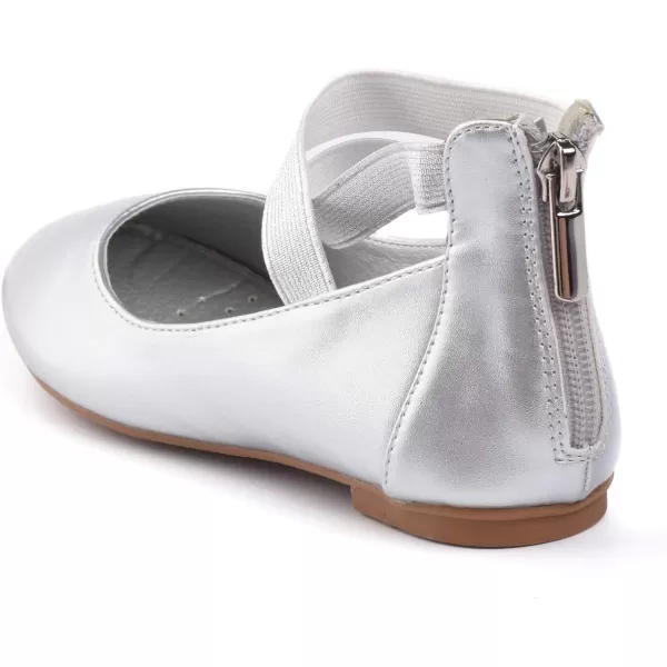 Nova Utopia Toddler Little Girls Dress Ballet Ankle Strap Flat ShoesNf316b  Silver