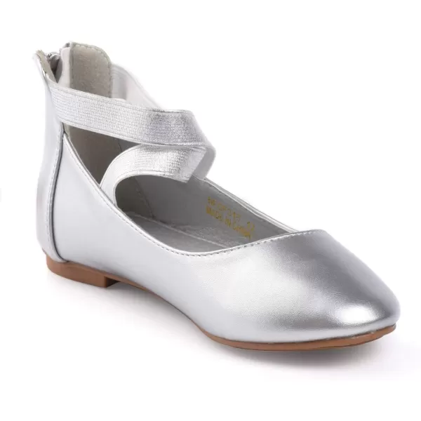 Nova Utopia Toddler Little Girls Dress Ballet Ankle Strap Flat ShoesNf316b  Silver