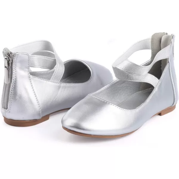 Nova Utopia Toddler Little Girls Dress Ballet Ankle Strap Flat ShoesNf316b  Silver