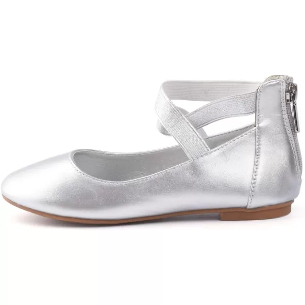 Nova Utopia Toddler Little Girls Dress Ballet Ankle Strap Flat ShoesNf316b  Silver