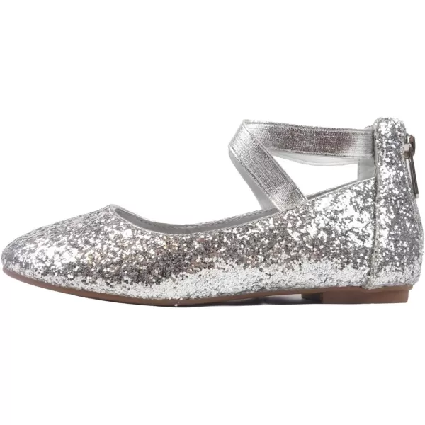 Nova Utopia Toddler Little Girls Dress Ballet Ankle Strap Flat ShoesNf316b  Silverglitter