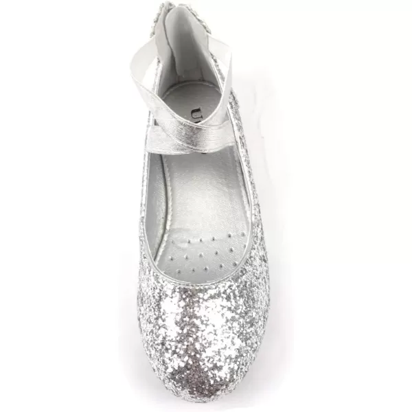 Nova Utopia Toddler Little Girls Dress Ballet Ankle Strap Flat ShoesNf316b  Silverglitter
