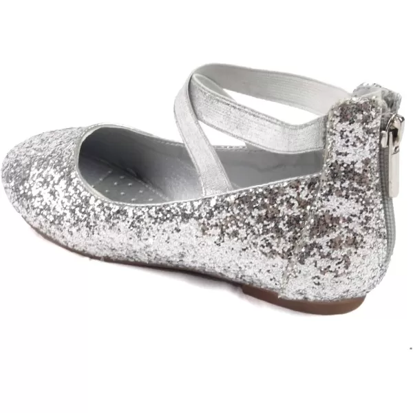 Nova Utopia Toddler Little Girls Dress Ballet Ankle Strap Flat ShoesNf316b  Silverglitter