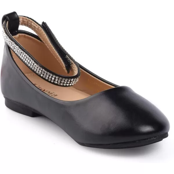 Nova Utopia Toddler Little Girls Dress Ballet Ankle Strap Flat ShoesNf317  Black