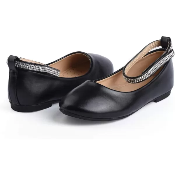 Nova Utopia Toddler Little Girls Dress Ballet Ankle Strap Flat ShoesNf317  Black
