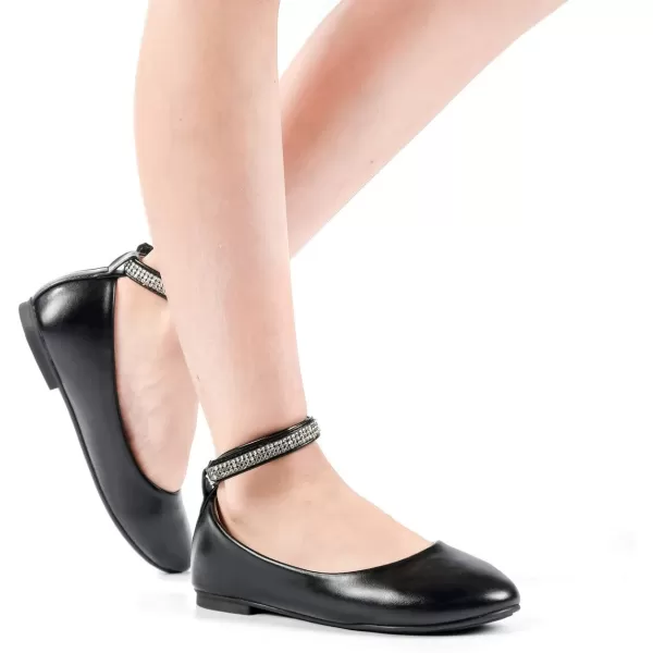 Nova Utopia Toddler Little Girls Dress Ballet Ankle Strap Flat ShoesNf317  Black