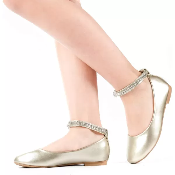 Nova Utopia Toddler Little Girls Dress Ballet Ankle Strap Flat ShoesNf317  Gold